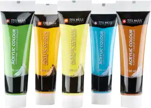 Acrylfarbenset Colour, 5-teilig, Blau, Braun, Gelb, Grün, Orange