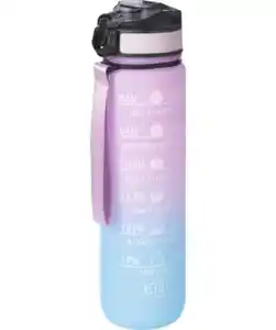 Trinkflasche mit Zeitmarkierungen, blau