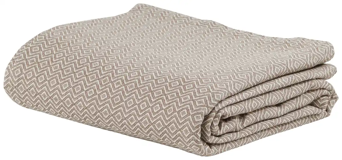 Bild 1 von Überwurf Dobby Raute in Weiß/Schlamm ca. 240x210cm, Weiß, Schlammfarben