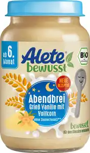 ALETE bewusst Bio Abendbrei Grieß Vanille mit Vollkorn, 190 g