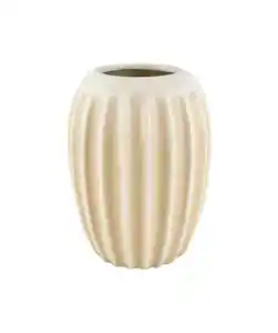 Geriffelte Keramikvase, Beige