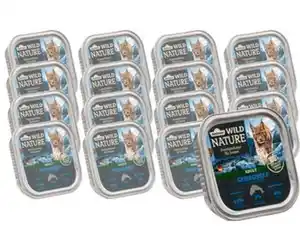 Dehner Wild Nature Nassfutter für Katzen Gebirgssee Adult, Lachs & Forelle, 16 x 100 g
