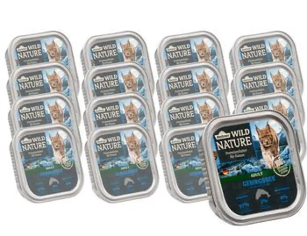 Bild 1 von Dehner Wild Nature Nassfutter für Katzen Gebirgssee Adult, Lachs & Forelle, 16 x 100 g