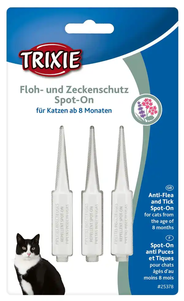 Bild 1 von Trixie Floh/Zeckenschutz Spot-On** für Katzen ab 8 Monaten Inhalt: 3 x 1 ml, 3 g