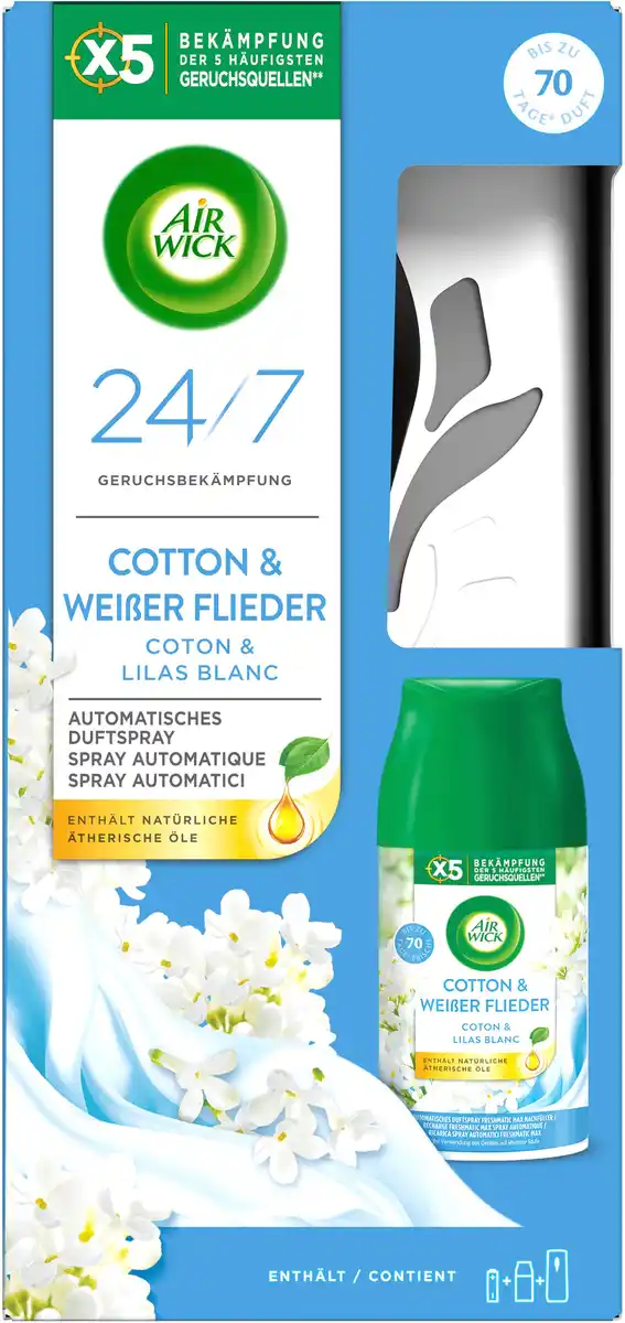 Bild 1 von Air Wick Automatisches Duftspray Cotton&weißer Flieder Starter-Set, 1 Stk