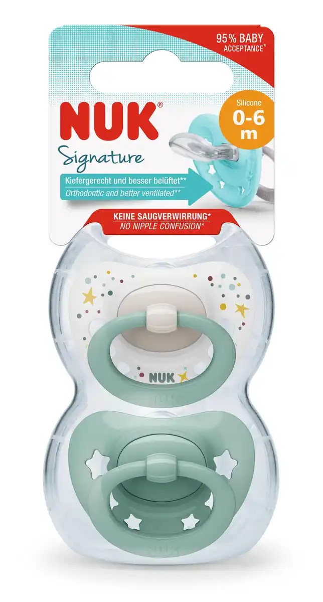 Bild 1 von NUK Schnuller Signature Silikon 0-6 Monate, 2 Stk