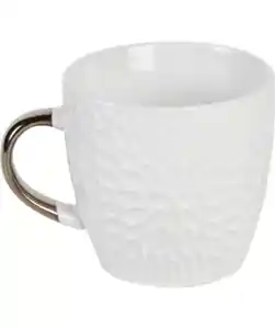 Kaffeetasse mit Blütenprägung, weiß
