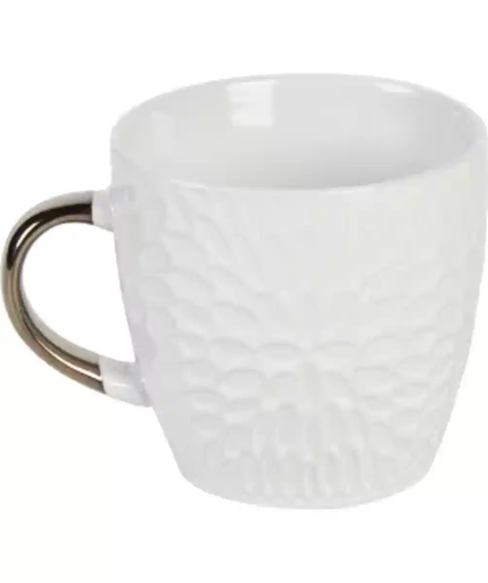 Bild 1 von Kaffeetasse mit Blütenprägung, weiß