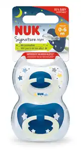 NUK Schnuller Signature Night Silikon 0-6 Monate, 2 Stk