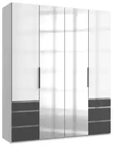 Drehtürenschrank Level 36D ca. 200 cm Graphitfarben/Weiß, Graphitfarben, Weiß Hochglanz