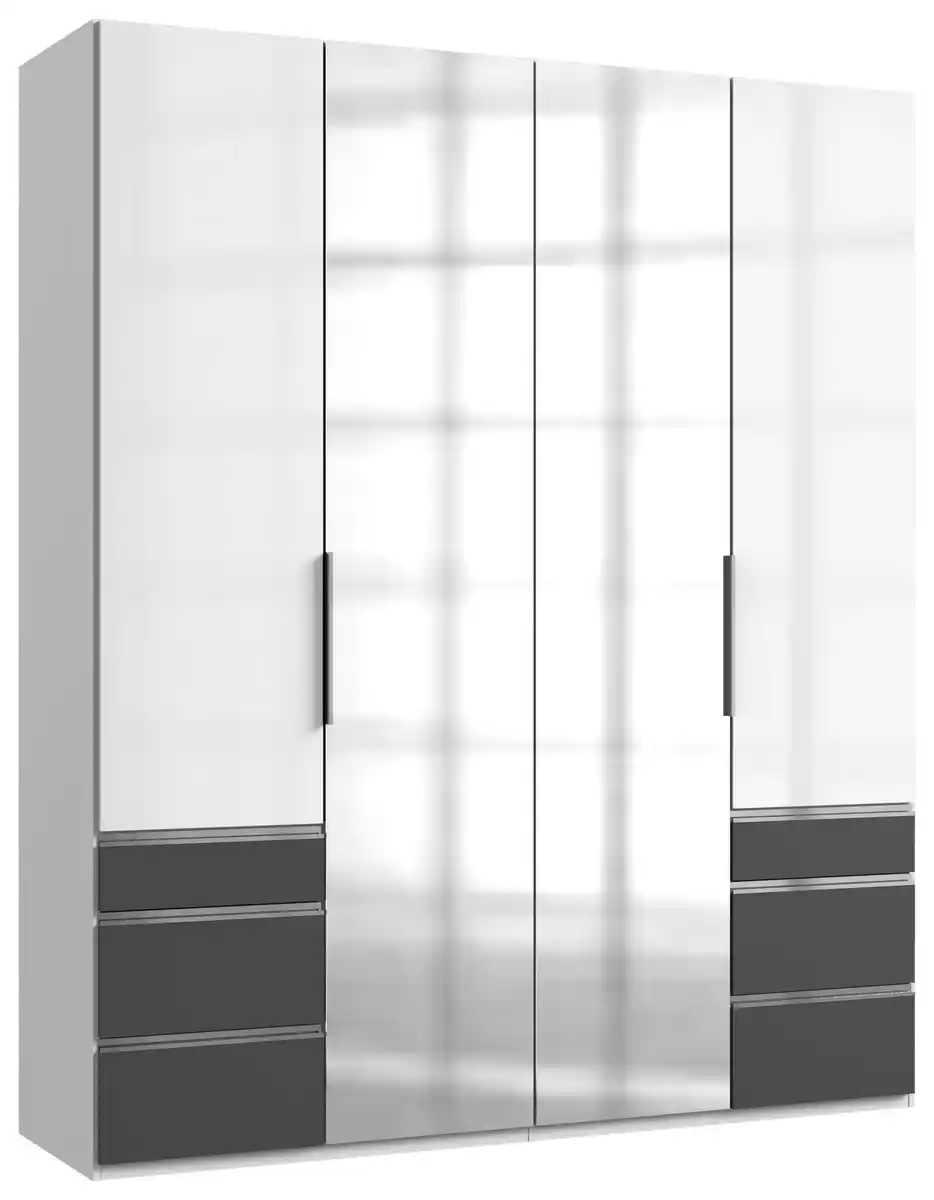 Bild 1 von Drehtürenschrank Level 36D ca. 200 cm Graphitfarben/Weiß, Graphitfarben, Weiß Hochglanz