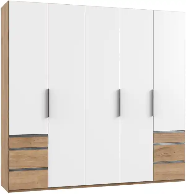 Bild 1 von Drehtürenschrank mit Laden B: 250 cm Level, Weiß/Eiche Dekor, Weiß, Eichefarben