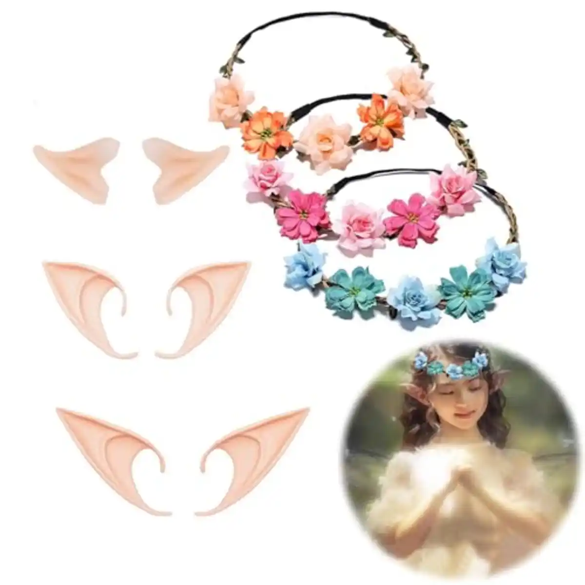 Bild 1 von AIXIMA 3 Paar Elfenohren, Weiche Elfenohren Latex Elfenohren