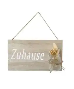 Schild mit Blumenvase, naturfarben