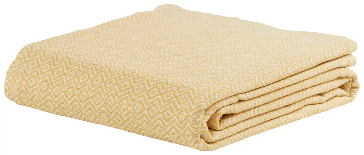 Bild 1 von Überwurf Dobby Raute in Gelb/Weiß ca. 140x210cm, Gelb, Weiß