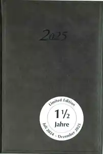 Kalender-Buch A5 Juli 2024 - Dezember 2025 schwarz, 0 schwarz