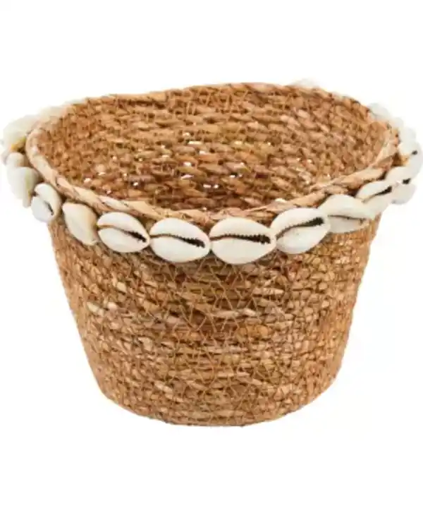 Bild 1 von Seegraskorb mit Muscheln, naturfarben