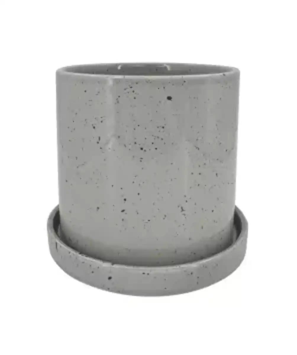 Bild 1 von Blumentopf mit Untersetzer, grau