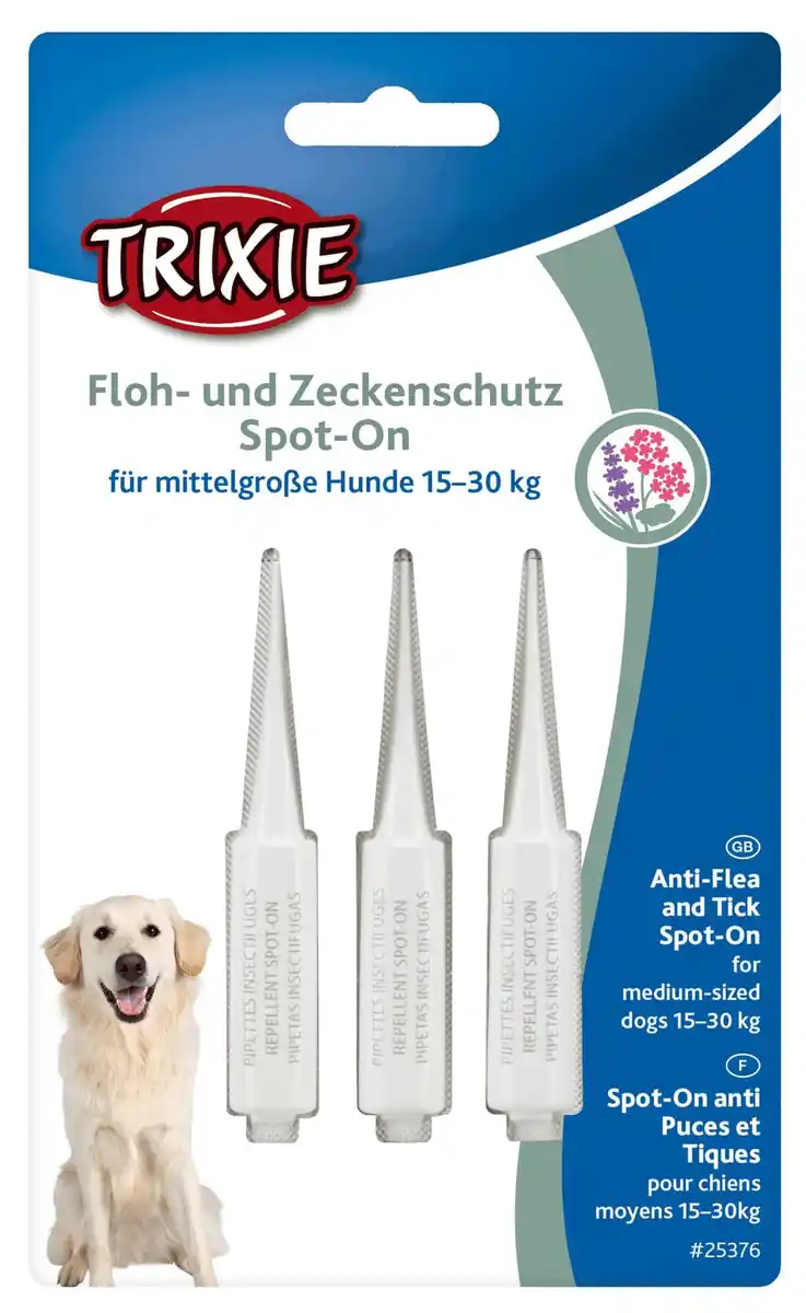 Bild 1 von Trixie Floh/Zeckenschutz Spot-On** für mittelgroße Hunde von 15-30 kg Inhalt: 3 x 5 ml, 9 ml