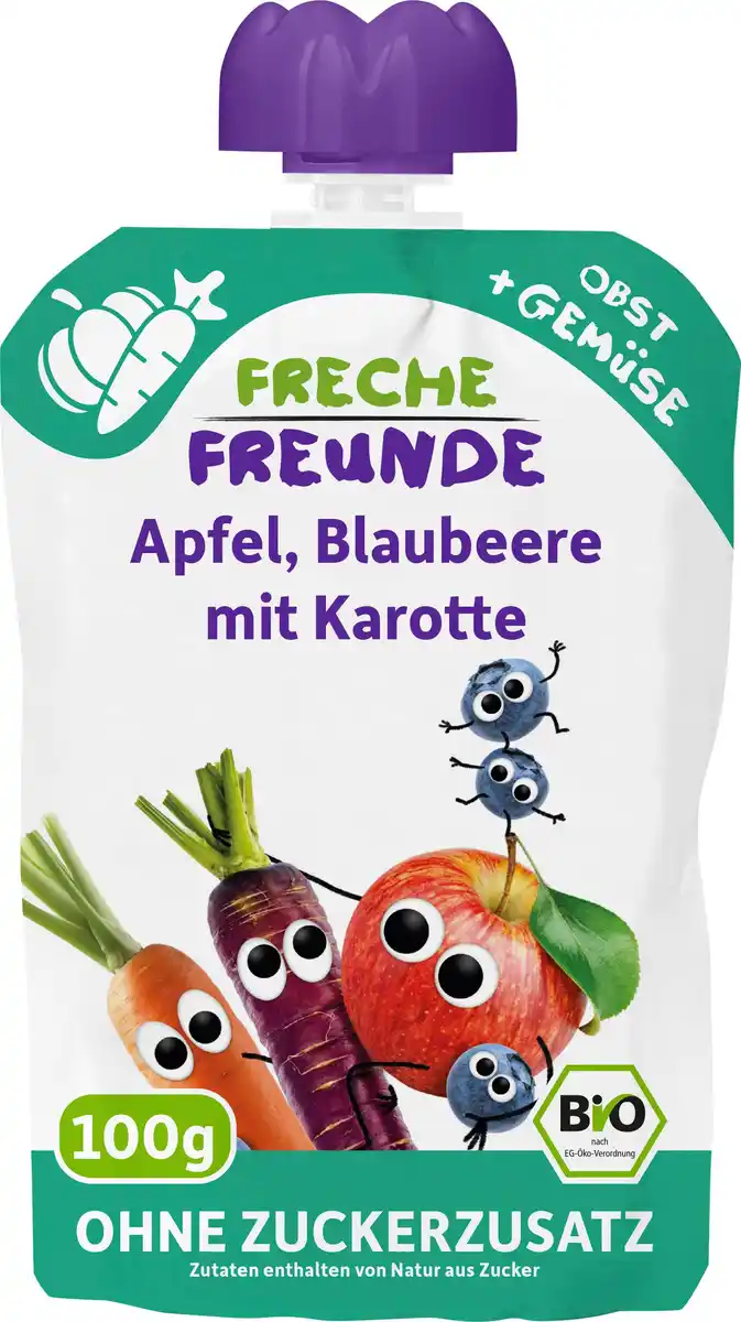 Bild 1 von Freche Freunde Quetschie Apfel, Blaubeere&Karotte, 100 g