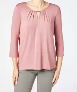 Shirt mit Rundhalsausschnitt, dunkelrosa