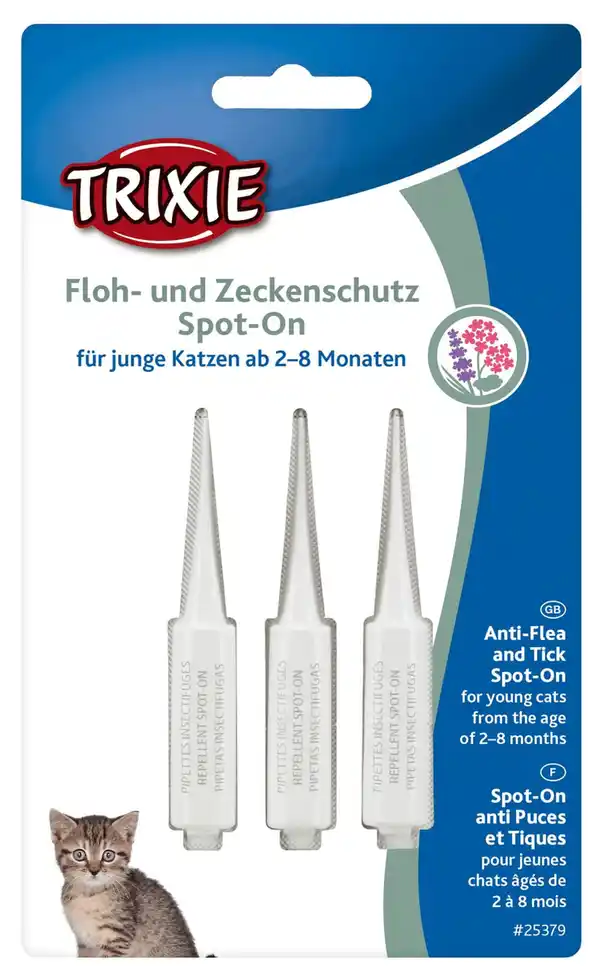 Bild 1 von Trixie Floh/Zeckenschutz Spot-On** für Katzenkinder von 2 - 8 Monaten Inhalt: 3 x 0,6 ml, 1.8 g