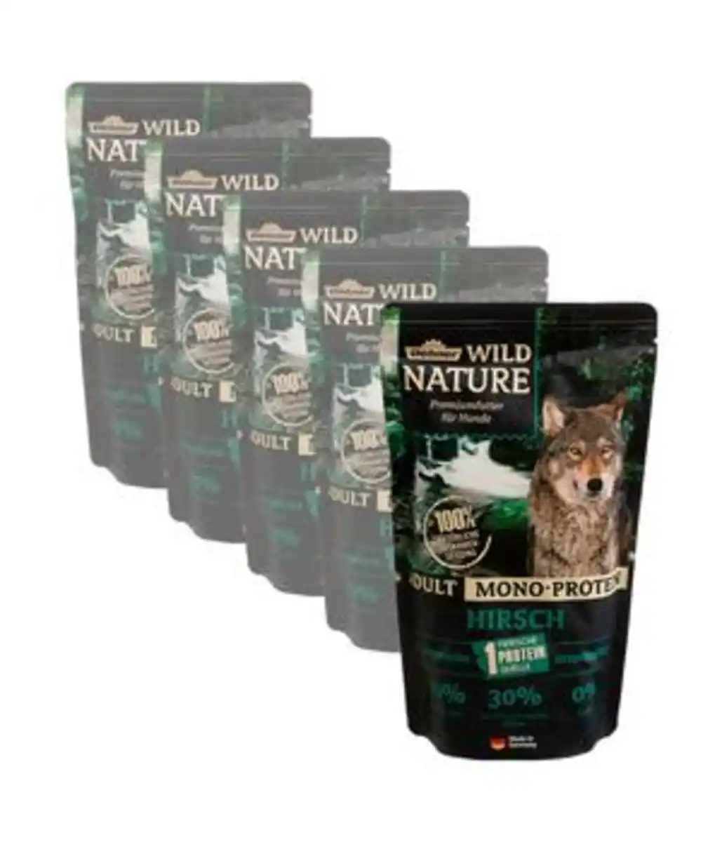 Bild 1 von Dehner Wild Nature Nassfutter für Hunde Mono-Protein Adult, Hirsch, 5 x 500 g