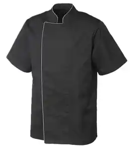 METRO Professional Kochjacke, Polyester / Baumwolle, mit kurzen Ärmeln, für Herren, Größe XXXL, schwarz / grau
