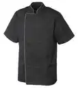 Bild 1 von METRO Professional Kochjacke, Polyester / Baumwolle, mit kurzen Ärmeln, für Herren, Größe XXXL, schwarz / grau