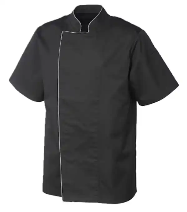 Bild 1 von METRO Professional Kochjacke, Polyester / Baumwolle, mit kurzen Ärmeln, für Herren, Größe XXXL, schwarz / grau