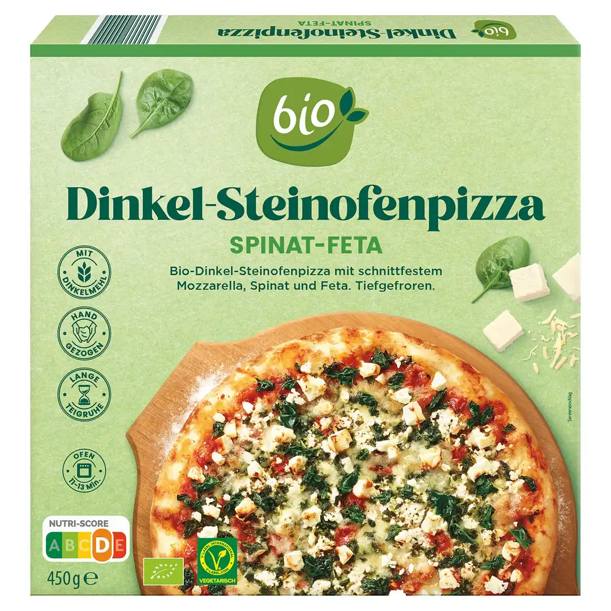 Bild 1 von BIO Dinkel-Pizza 410 g, Spinat-Feta