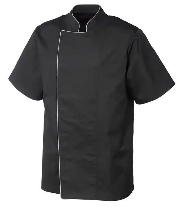 Bild 1 von METRO PROFESSIONAL Kochjacke, Polyester / Baumwolle, mit kurzen Ärmeln, für Herren, Größe L, schwarz / grau