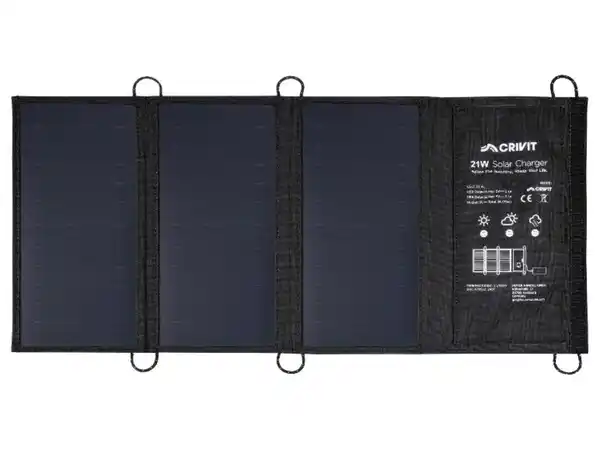 Bild 1 von CRIVIT Solar Ladegerät faltbar 21W CLSF 21 A1/SOSLF 21 A1