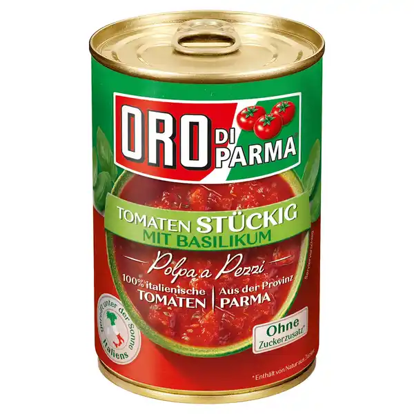 Bild 1 von ORO DI PARMA Tomaten 400 g, stückig Basilikum