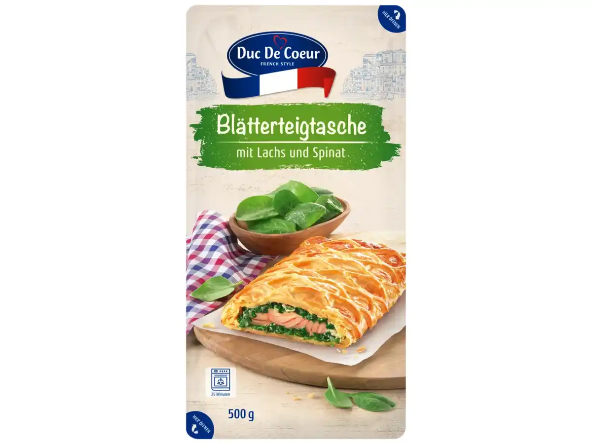 Bild 1 von Duc de Coeur Blätterteigtasche mit Lachs und Spinat,  500 g