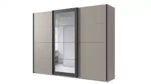 Schwebetürenschrank grau - graphit mit Spiegel 270 cm 3-türig - MINDEN