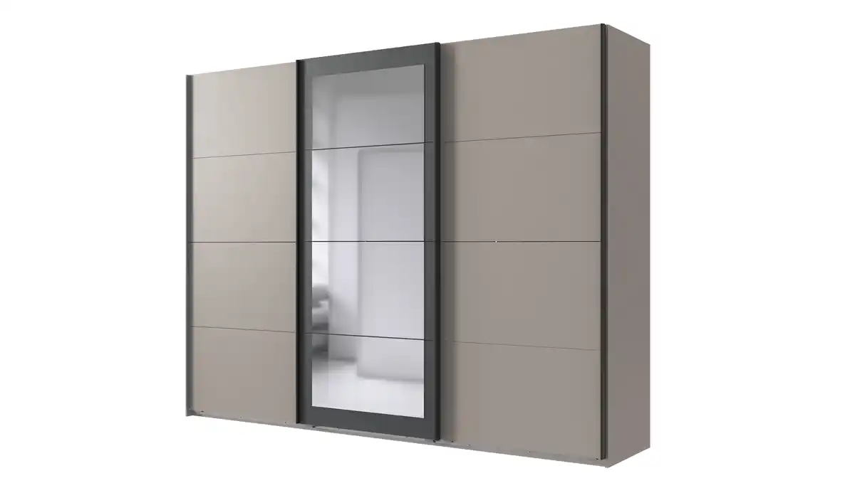 Bild 1 von Schwebetürenschrank grau - graphit mit Spiegel 270 cm 3-türig - MINDEN