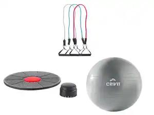 CRIVIT Balance Board / Soft Gymnastikball / Fitnessband-Set