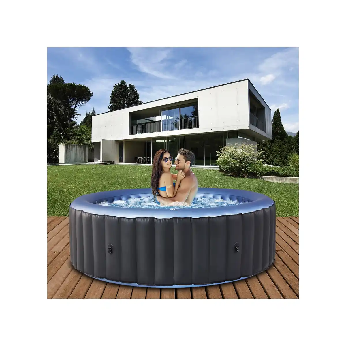 Bild 1 von Miweba MSpa Whirlpool Comfort Bergen C-BE041, Garten und Outdoor-Whirlpool aufblasbar, 4 Personen (Anthrazit/Blau)