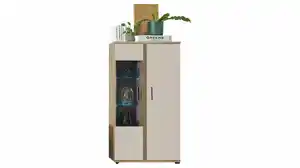 Vitrine mit Glastür beige - Artisan Eiche 75 cm - KANADA