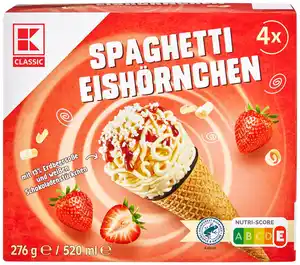 K-CLASSIC Spaghetti-Eishörnchen, 4 St. = 520-ml-Packg.