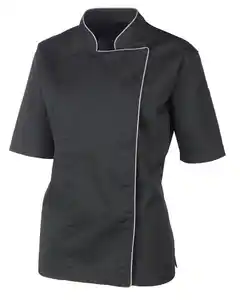 METRO PROFESSIONAL Kochjacke, Polyester / Baumwolle, mit kurzen Ärmeln, für Damen, Größe L, schwarz