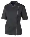 Bild 1 von METRO Professional Kochjacke, Polyester / Baumwolle, mit kurzen Ärmeln, für Damen, Größe S, schwarz / grau