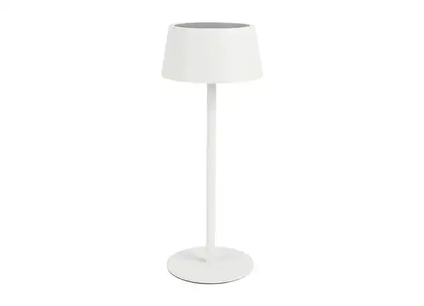 Bild 1 von Solar-LED-Tischleuchte Weiß Diese Solar-LED-Tischleuchte vereint modernes Design mit funktionaler Beleuchtung für Garten