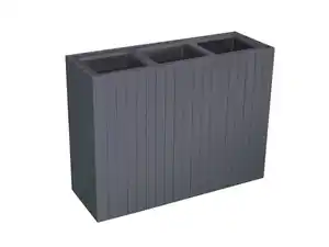 Pflanzkübel aus Akazienholz für 3 Pflanzen, quadratisch, ca. 84 x 30 x 64 cm - Anthrazit