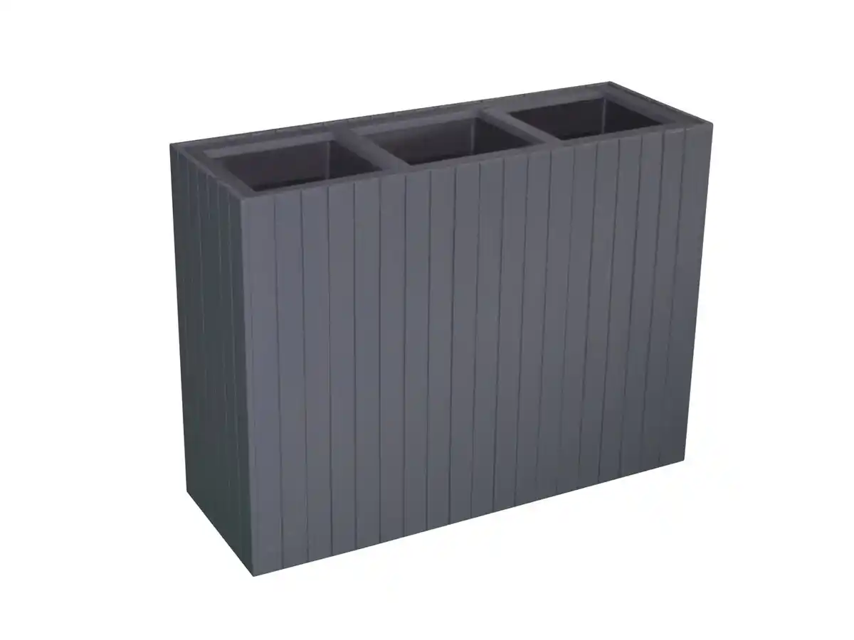 Bild 1 von Pflanzkübel aus Akazienholz für 3 Pflanzen, quadratisch, ca. 84 x 30 x 64 cm - Anthrazit