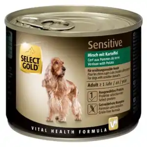 SELECT GOLD Nassfutter Hund Sensitive Adult Hirsch mit Kartoffeln 6x200 g