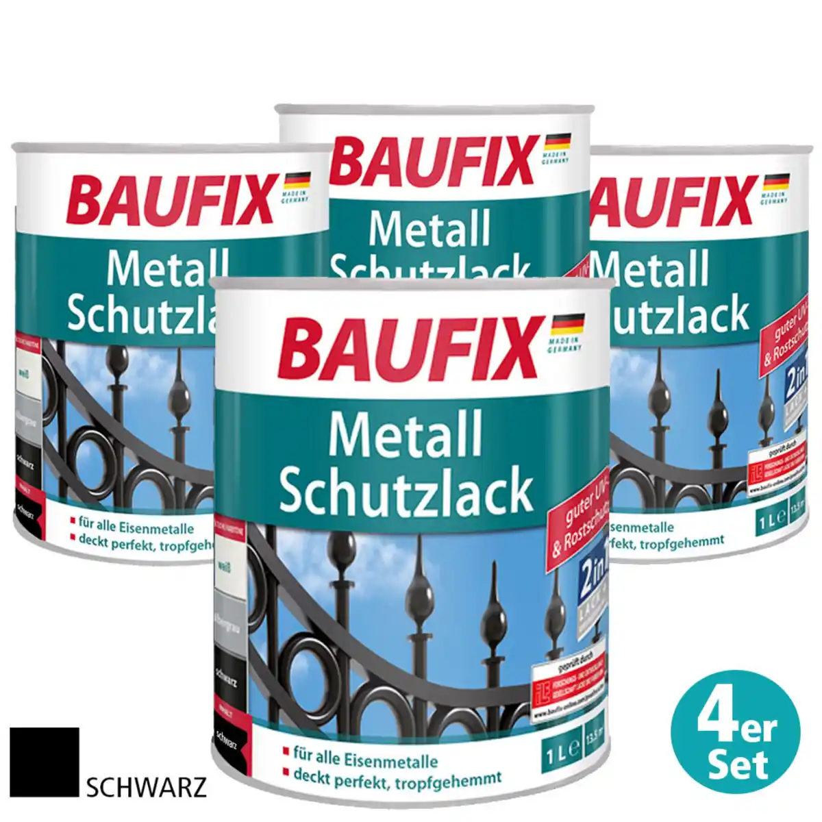 Bild 1 von Metall-Schutzlack, Schwarz, 4er-Set