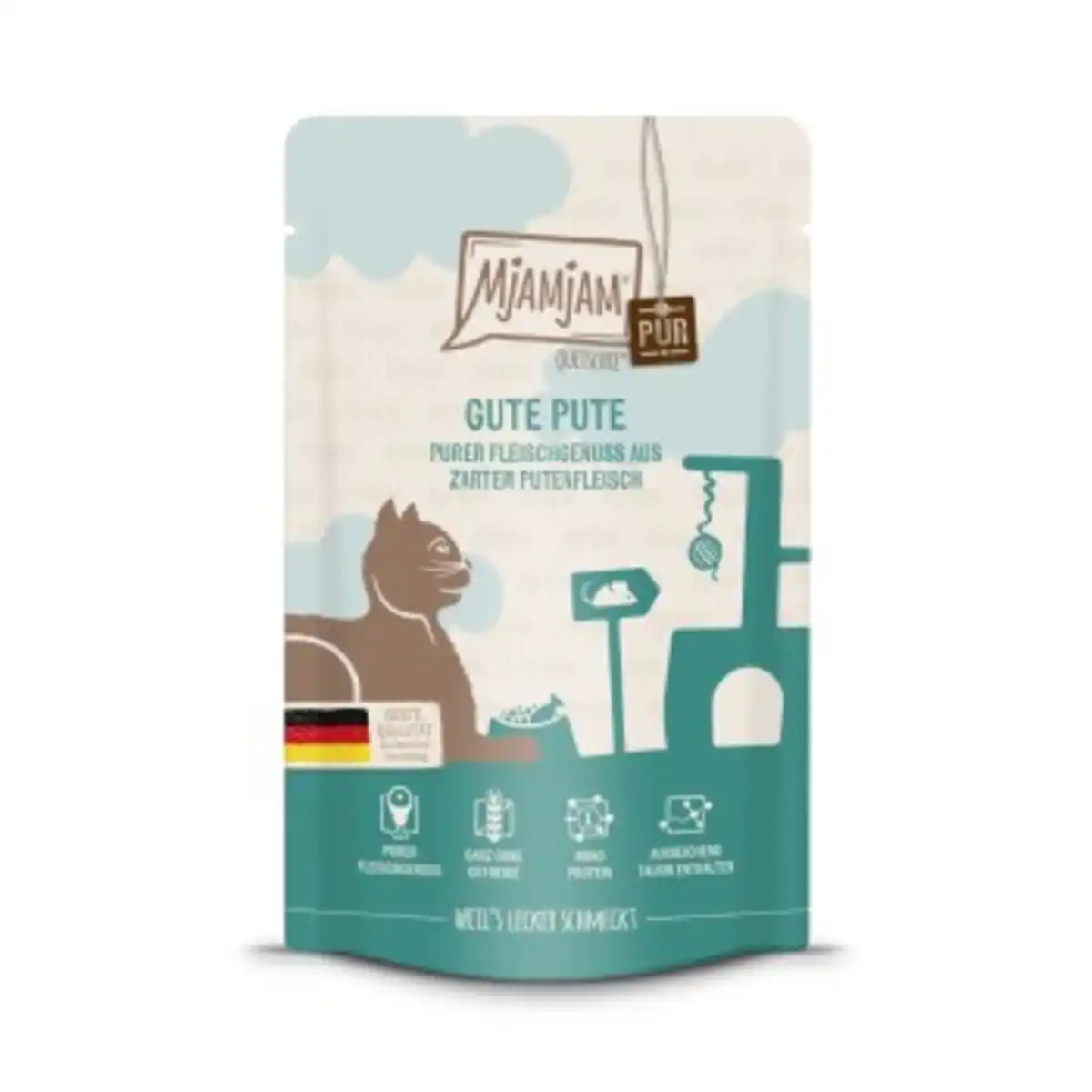 Bild 1 von MjAMjAM Nassfutter Katze Adult, Quetschie Purer Fleischgenuss, Pute 12x125 g