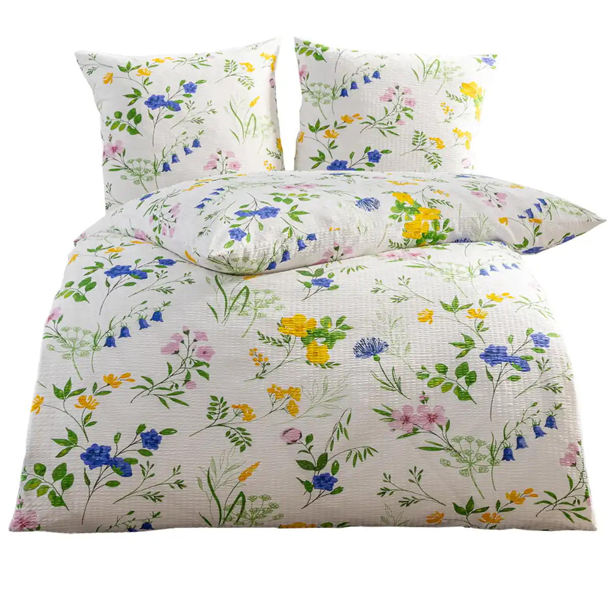 Bild 1 von Baumwoll-Seersucker-Bettwäsche , ca. 200 x 200 / 2x 80 x 80 cm 